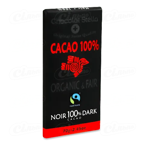 Шоколад чорний «Chocolat Stella» з ваніллю 100% органічний, 70г