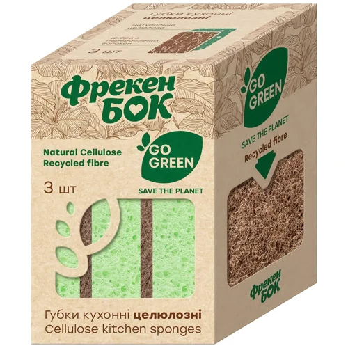 Губка кухонна Фрекен Бок Go Green 3шт 140х98х10мм
