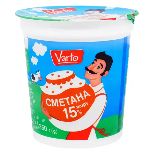 Сметана 15% Varto 350г стакан