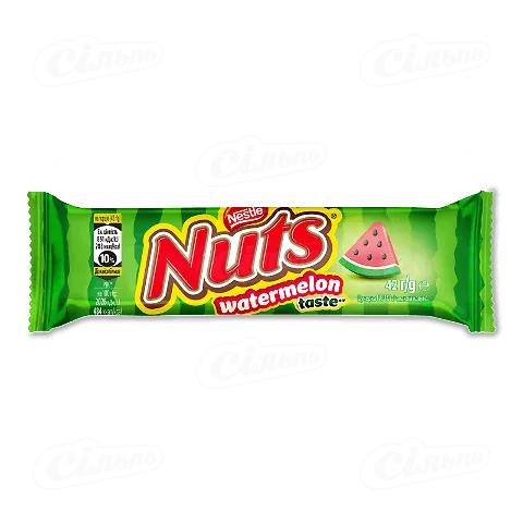 Батончик Nuts зі смаком кавуна шоколадний, 42г