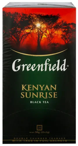 Чай чорний байховий дрібний Kenyan sunrise Greenfield 25х2г