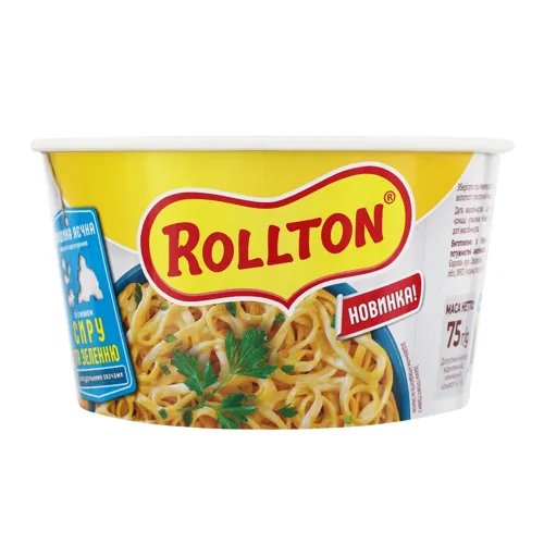 Локшина швидкого приготування яєчна зі смаком сиру та зеленню Rollton ст 75г