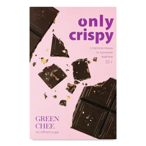 Темний Шоколад 63% З Підсолоджувачами, Горіхом Пекан Та Вафлею, к/у 55г