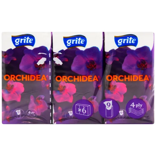 Хустинки носові Grite Orchidea чотиришарові 9шт 6 упаковок