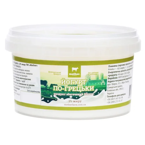 Йогурт Mother Farm По-грецьки 1% 250г