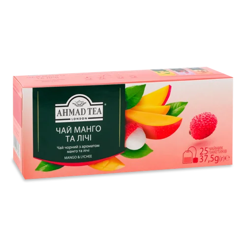Чай Чорний Баїховий Дрібний З Ароматом Манго Та Лічі Ahmad Tea, к/у 25х1.5г