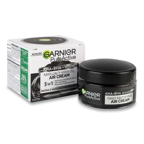 Крем для Обличчя Матуючий Легкий AHA+BHA Charcoal Pure Active Garnier, 50мл