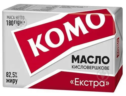 Масло кисловершкове Комо Екстра 82.5%, 180г
