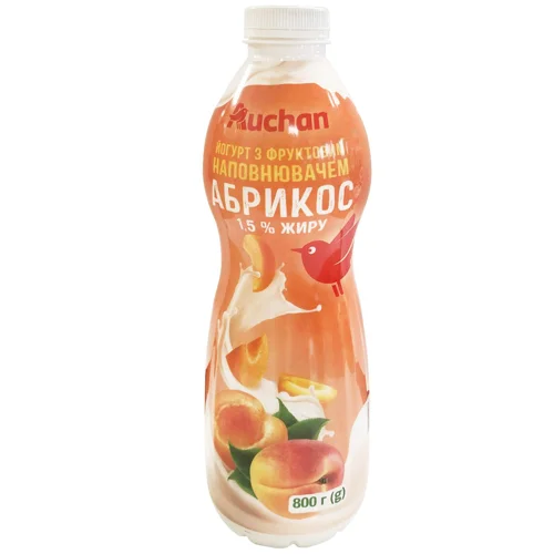 Йогурт Ашан з фруктовим наповнювачем абрикос 1,5% 800г