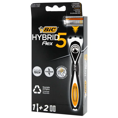 Бритва BIC Hybrid 5 Flex чоловіча з 2 змінними картриджами