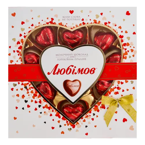 Цукерки в молочному шоколаді з горіховим праліне Любімов к/у 108г