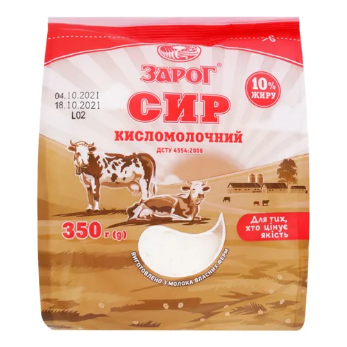 Сир кисломолочний 10% ЗароГ м/у 350г