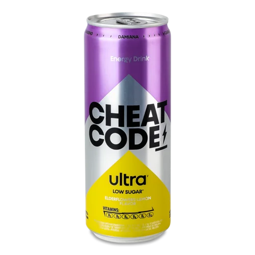 Енергетичний Напій Безалкогольний Сильногазований Бузина-Лимон Ultra Cheat Code, з/б 0.33л
