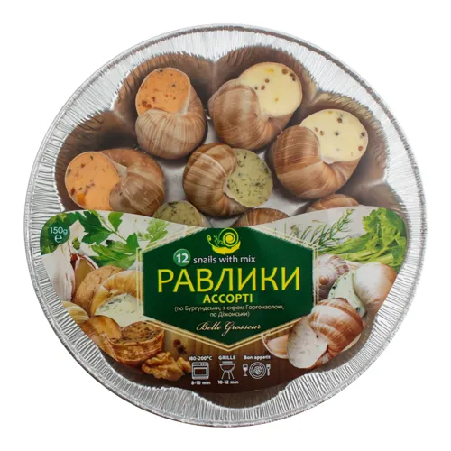 Равлики заморожені виноградні асорті в соусі Еко Улітка лоток 150г