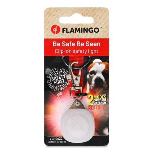 Брелок-Диск Для Тварин Світло Безпеки Зейн Flamingo, Червоний, 1шт