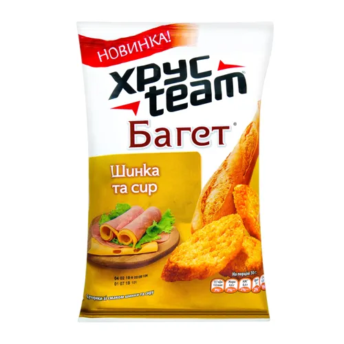 Сухарики Хрус team Багет Шинка та сир 60г х24
