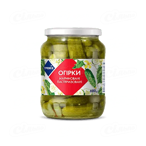 Огірки «Премія»® мариновані пастеризовані, 680г
