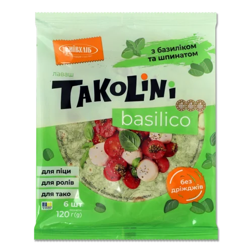 Лаваш з базиліком та шпинатом Basilico Takolini Київхліб, в/ґ, 120г