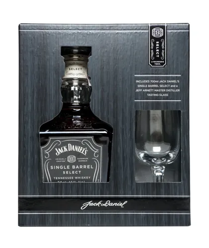 Набір віскі 0.7л 45% Jack Daniel's Single Barrel + стакан картонна упаковка