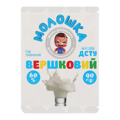 Сир плавлений 60% Вершковий Молошка м/у 90г