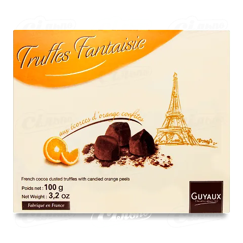 Цукерки Guyaux chocolatier трюфелі з начинкою апельсин, 100г