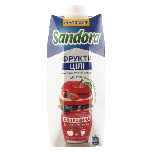Нектар яблучно-ягідний з м'якоттю Цілі фрукти Sandora т/п 0.5л