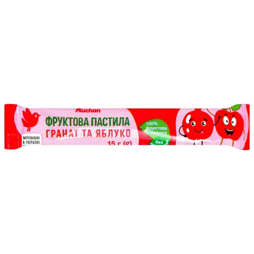 Пастила фруктова Auchan гранат та яблуко 15г