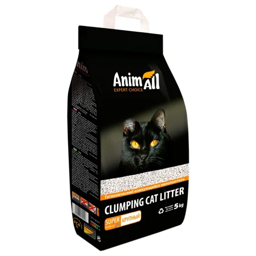 Наповнювач гігієнічний AnimAll для котів бентонітовий грудкувальний великий 5кг