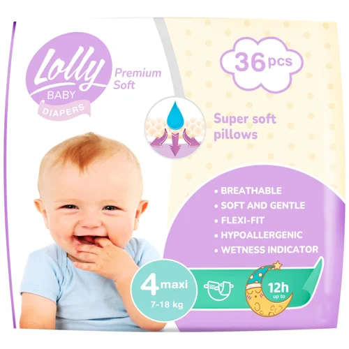 Підгузки Lolly Baby Premium Soft Maxi 4 7-18кг 36шт