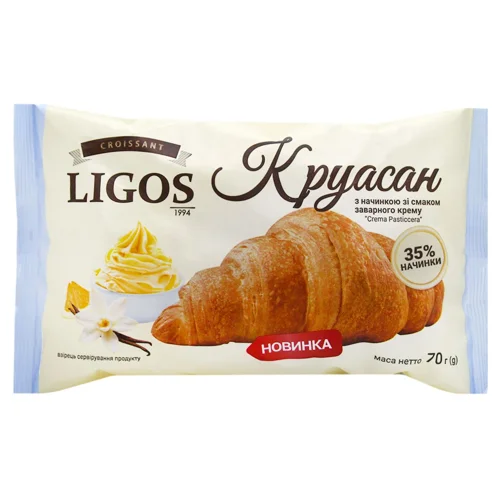 Круасан LIGOS з начинкою зі смаком заварного крему 70г