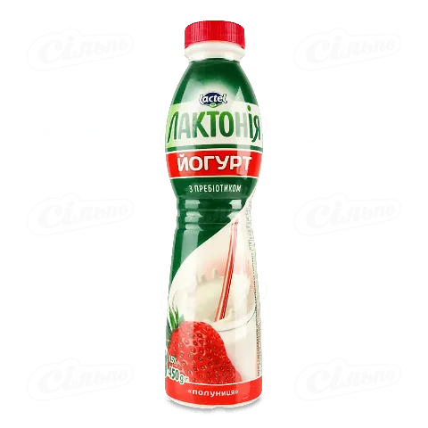Йогурт кефірний «Лактонія» з пребіотиком з полуницею, 1,5%, 450г