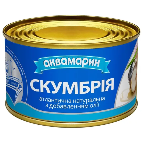 Скумбрія Аквамарин натуральна з додаванням олії 230г