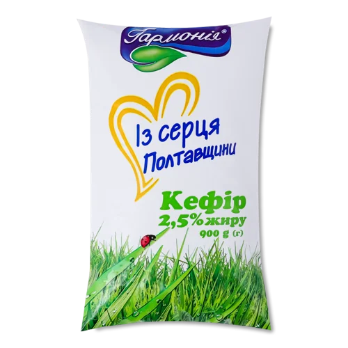 Кефір 2.5% Гармонія м/у, в/ґ, 900 г