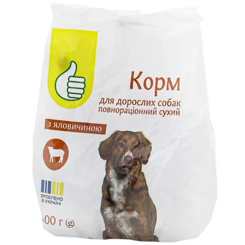 Корм сухий Auchan з яловичиною для дорослих собак 400г