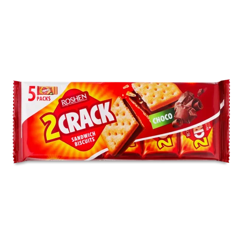 Печиво Затяжне З Шоколадною Начинкою, 2 Crack Roshen, м/у, 190г
