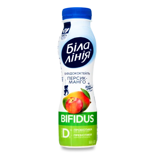 Біфідококтейль Персик-Манго 1.5% Bifidus Біла Лінія, п/пл, 250г