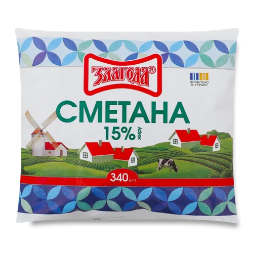 Сметана 15% Злагода натуральна, м/у, 340г