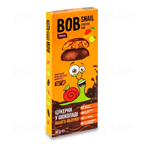 Цукерки Bob Snail манго-яблуко у молочному шоколаді, 30г
