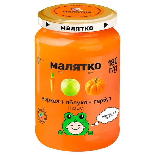 Пюре Малятко морква-гарбуз-яблуко 180г
