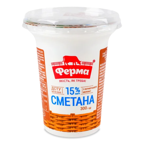 Сметана Пастеризована 15% Ферма ст, 300г