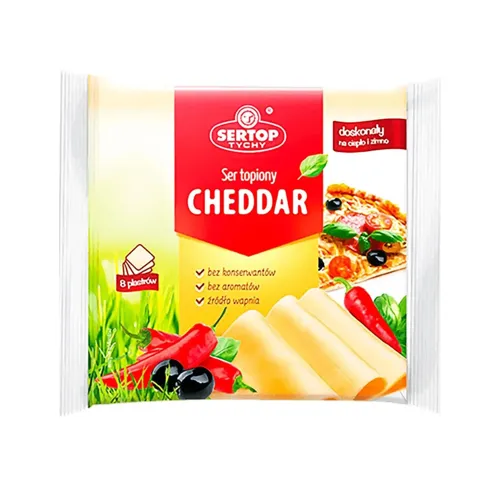 Сир плавлений Sertop Чеддар 40%, пластини п/уп 130г