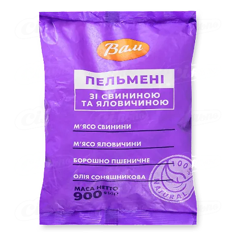 Пельмені «Вам» з свининою та яловичиною, пакет, 900г