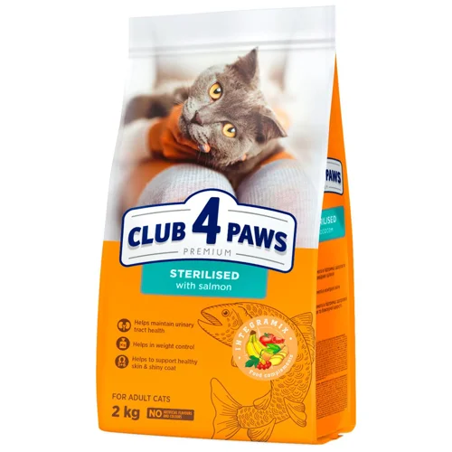 Корм сухий Club 4 Paws Premium з лососем для стерилізованих котів 2кг