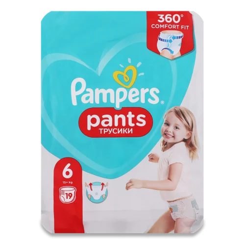Підгузки-Трусики Дитячі Одноразові, 6-15+ кг, Pampers, 19 шт, в/ґ