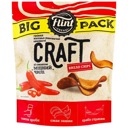 Грінки Flint Craft хвилясті зі смаком Міцний чилі 130г