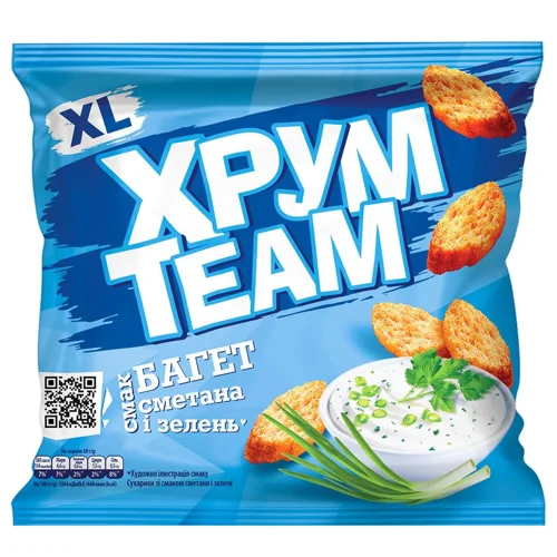 Сухарики Хрум Team Багет зі смаком сметани та зелені 90г