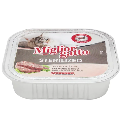 Корм вологий Miglior Gatto з лососем та рисом для стерилізованих котів 100г