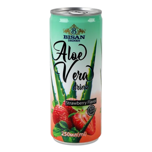 Напій Безалкогольний Соковий Негазований З Ароматом Полуниці Aloe Vera Bisan Drinks, З/б 250мл