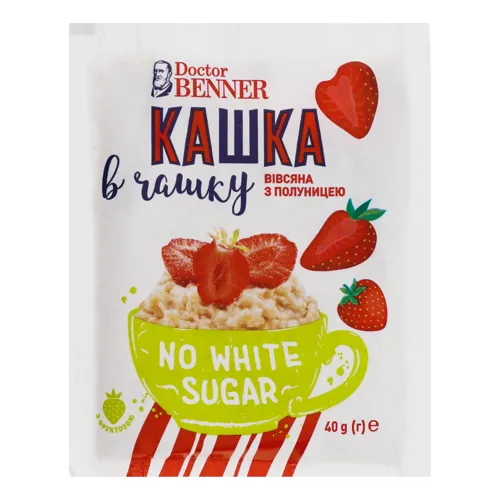Каша вівсяна з полуницею Кашка в чашку Doctor Benner м/у 40г