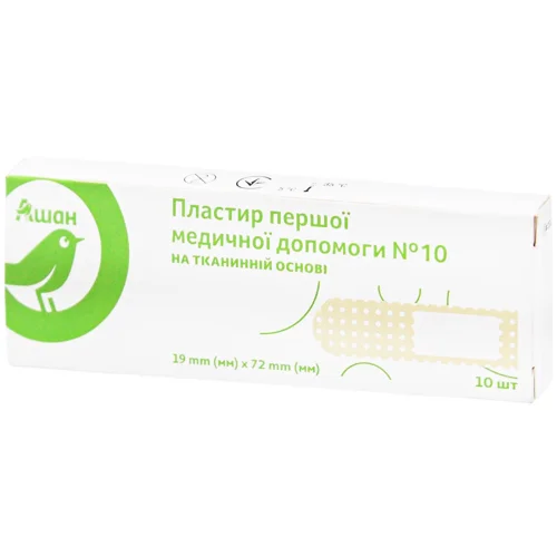 Пластир медичний Auchan на тканій основі 19x72мм 10шт